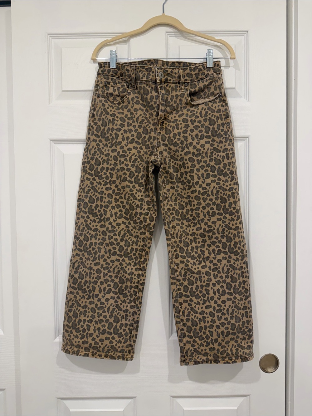 American Eagle Outfitters Women’s Leopard Print Wide-Leg Jeans - Brown & Black
